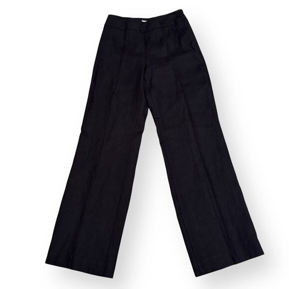 Vintage 90s Talbots 100% Irish Linen Black Trouser Pants Women Sz 2 Lined Career - Picture 1 of 10